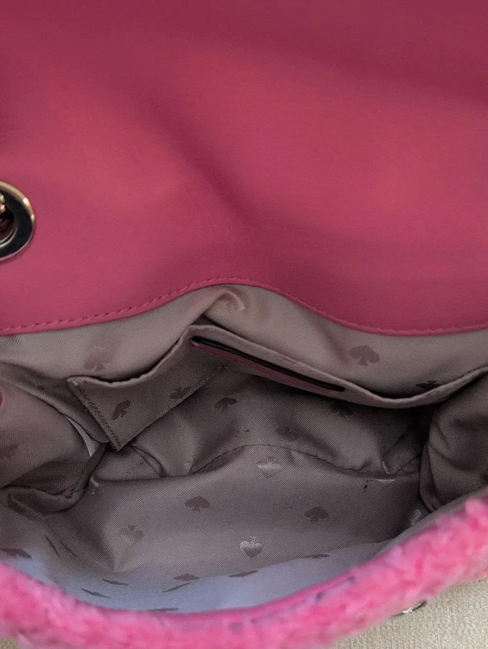 Kate Spade Natalia Faux Fur Small Flap Crossbody Shoulder Bag Pink Purse